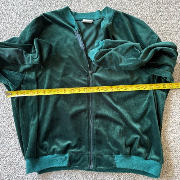 Vintage International Male Velour Jacket | Size M | Green Zip-Up | Retro Y2K - Picture 6 of 8